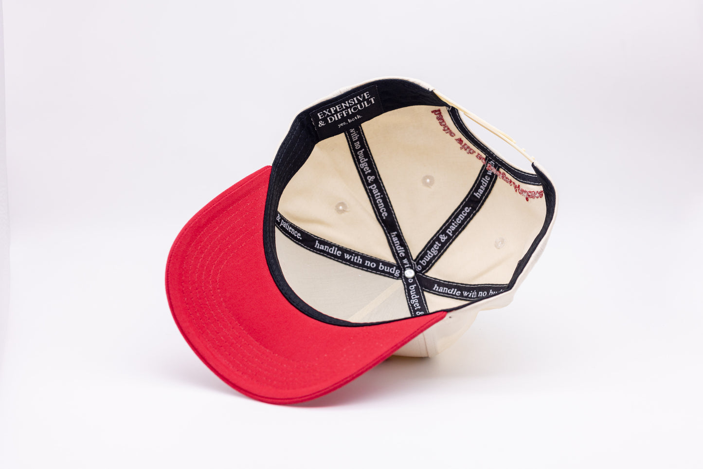 Tan Snapback- RED Lettering
