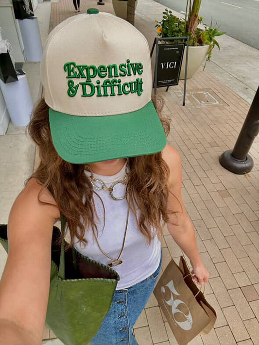 Tan Snapback- GREEN Lettering