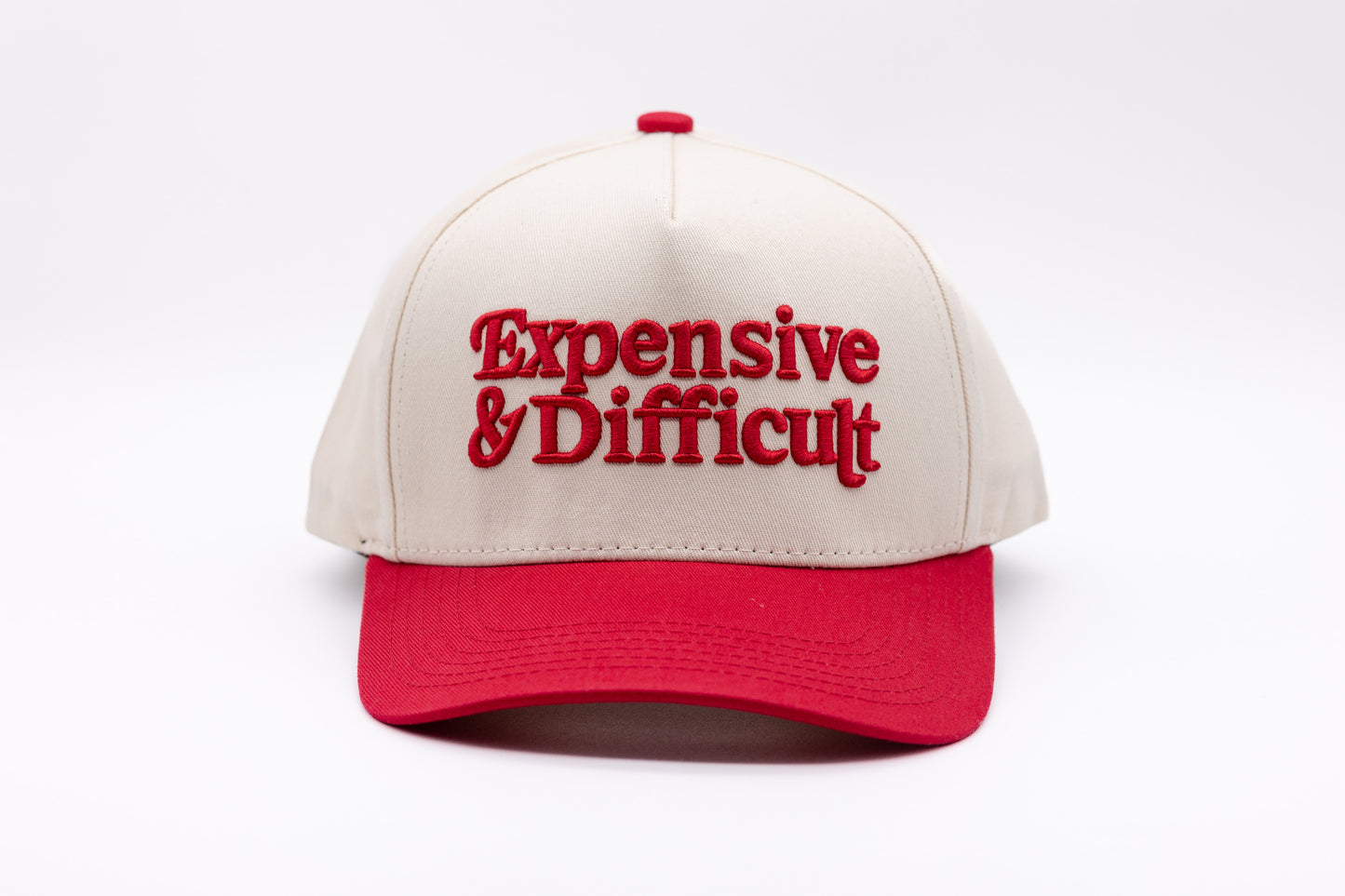 Tan Snapback- RED Lettering