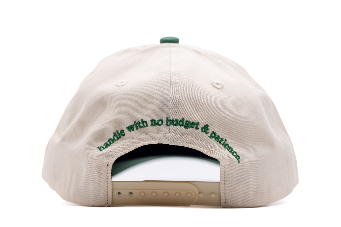 Tan Snapback- GREEN Lettering