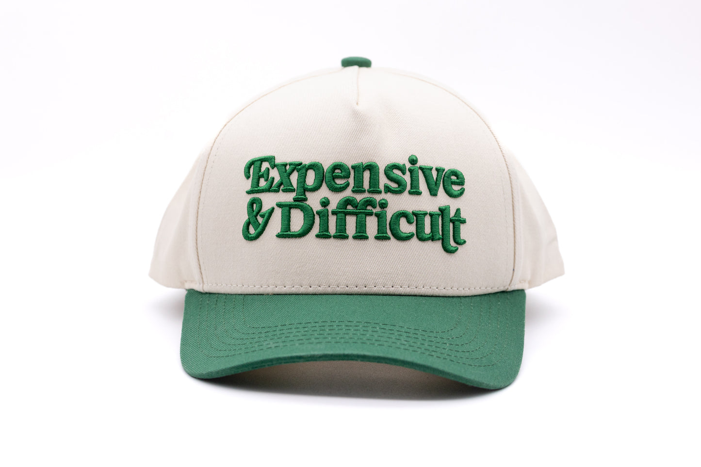 Tan Snapback- GREEN Lettering