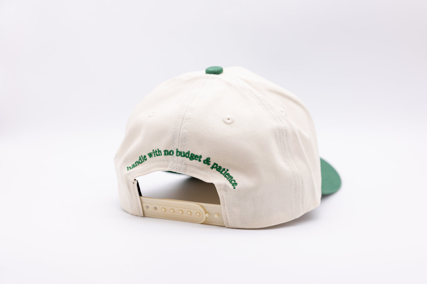 Tan Snapback- GREEN Lettering