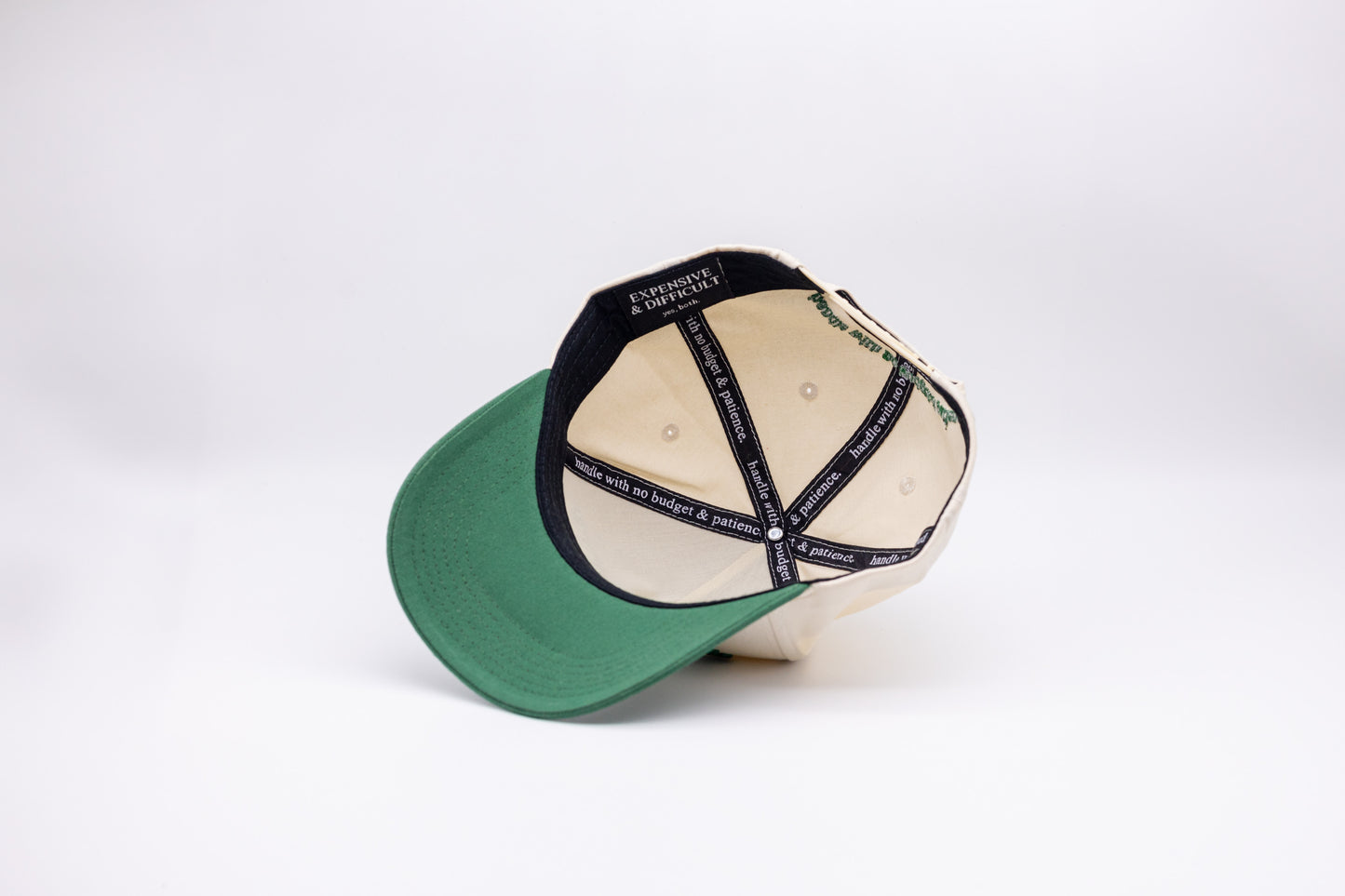 Tan Snapback- GREEN Lettering