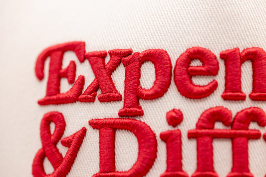 Tan Snapback- RED Lettering