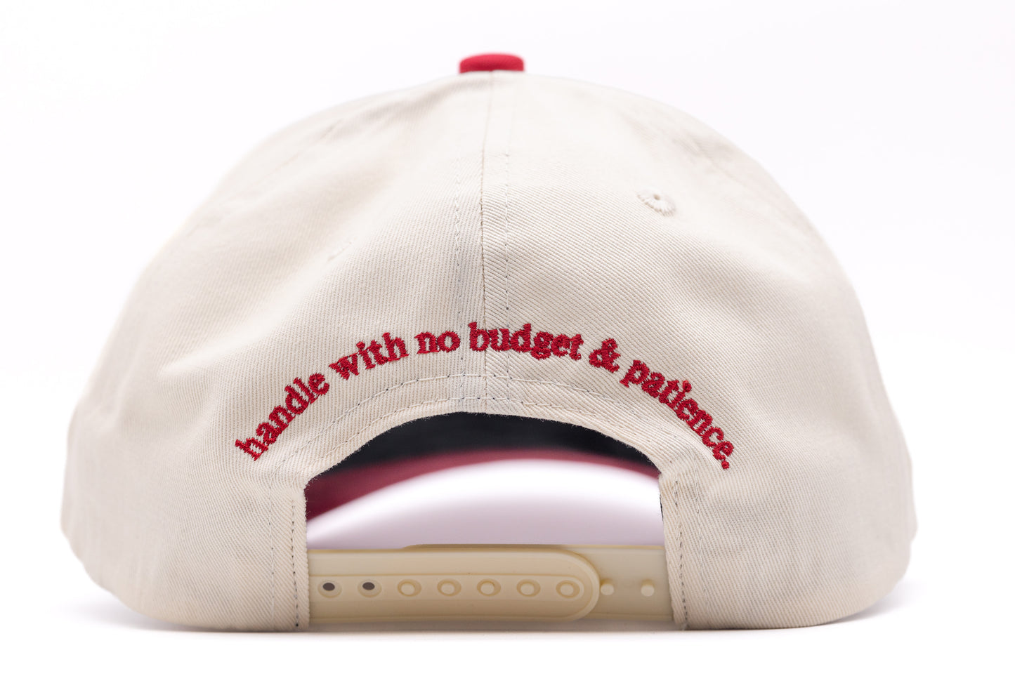 Tan Snapback- RED Lettering
